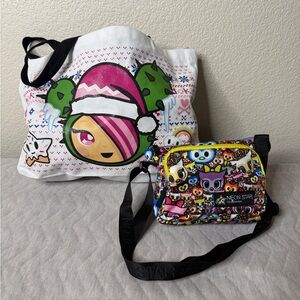 Tokidoki Cute Bag Bundle Canvas & Neon Star Owl Birds Adjustable Strap